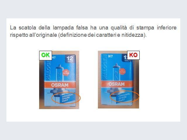 Lampada alogena originale Osram VS contraffatta