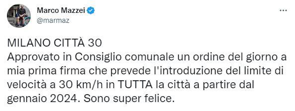 Milano città 30 dal 2024