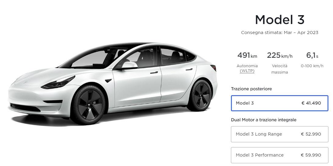 Tesla Model 3 incentivo statale