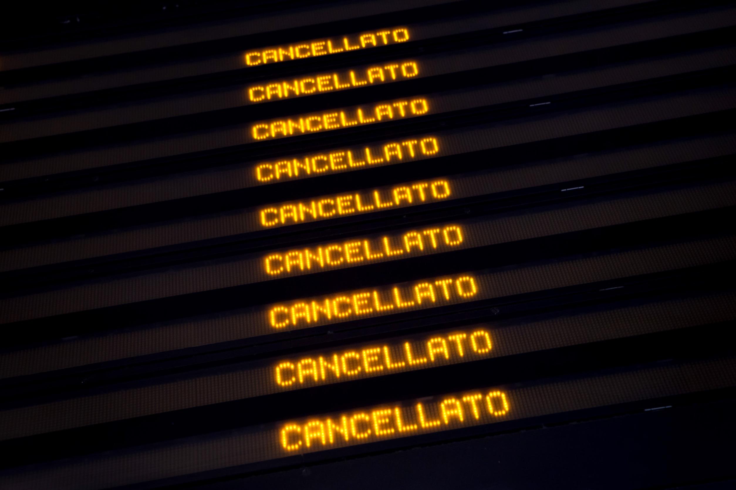 Tabellone sciopero trasporto pubblico