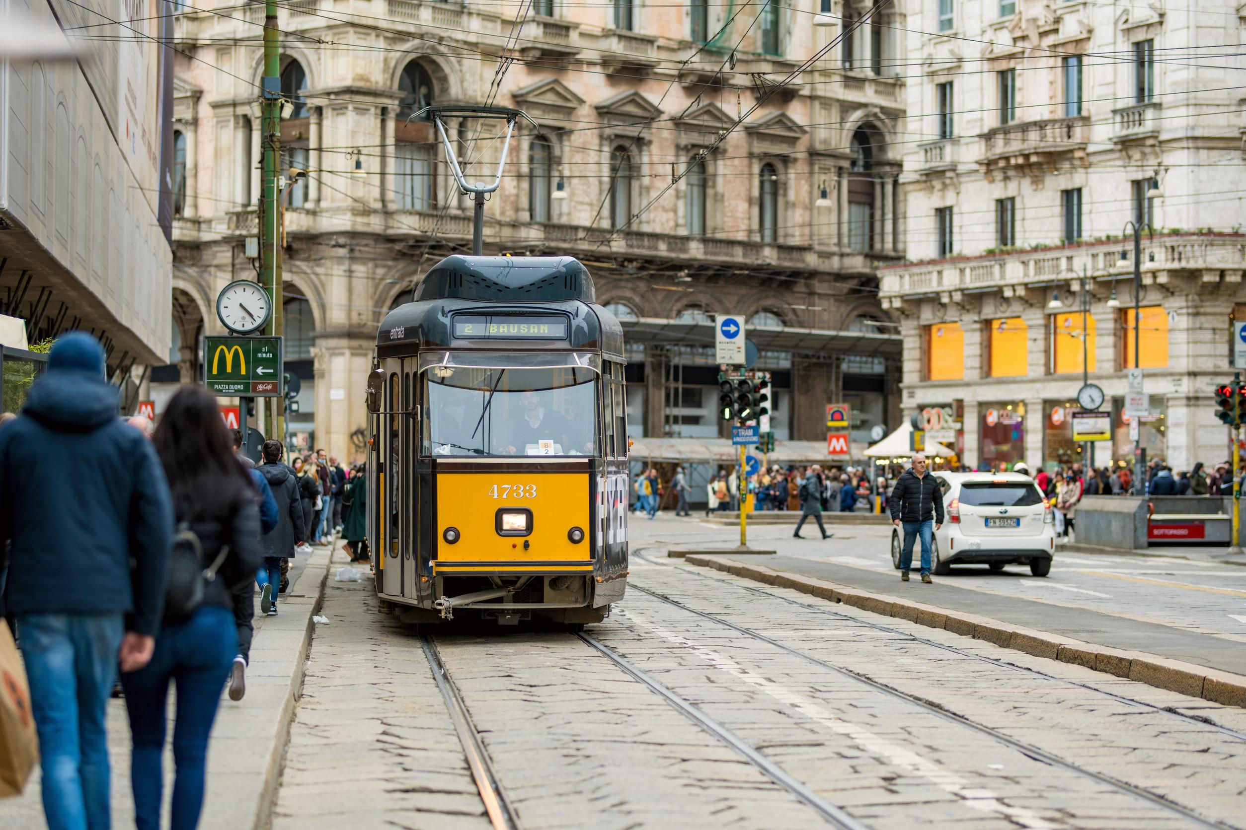 Tram di Milano su pavé