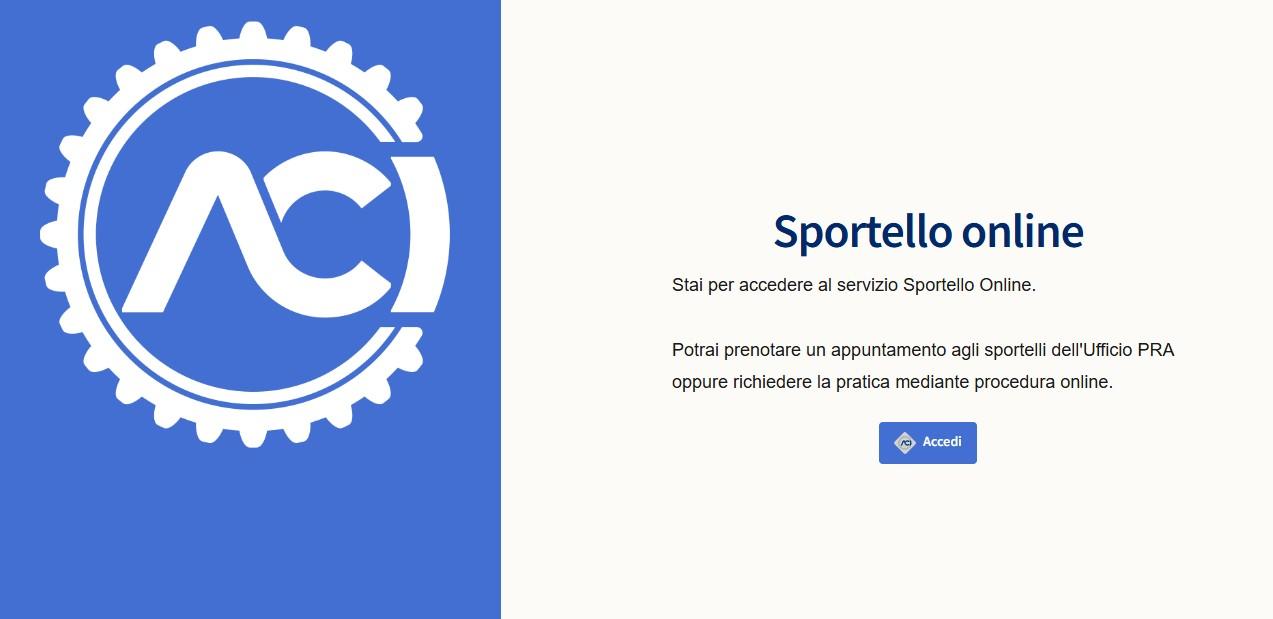Sportello online ACI-PRA