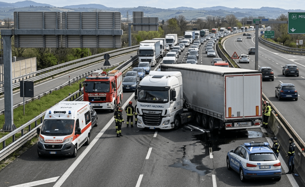 Incidente A1 oggi: 8 km di coda tra Caserta e Capua per camion di traverso