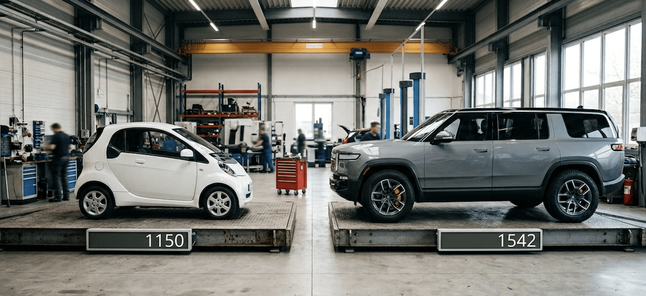 Crolla il mito dell’auto elettrica leggera, ingrassata di 392 kg in 12 anni